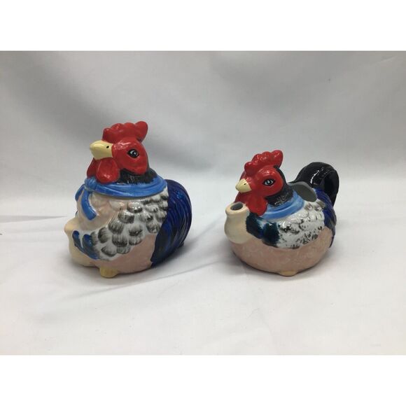 Unbranded Other - Ceramic Chicken Creamer Sugar Bowl Hand Painted Vintage Cottage Kitchy Farmhouse
